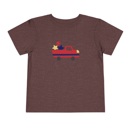 Patriotic Striped Pickup Truck Toddler Tee | Stars Graphic