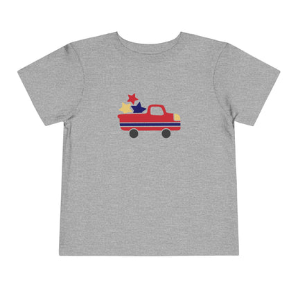 Patriotic Striped Pickup Truck Toddler Tee | Stars Graphic