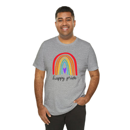 Pride Rainbow Tee — "Happy Pride" Short Sleeve Shirt