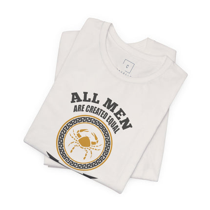 All Men Are Created Equal July Birthday Tee | Zodiac Cancer Emblem
