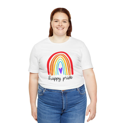 Pride Rainbow Tee — "Happy Pride" Short Sleeve Shirt