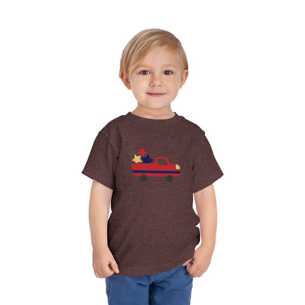 Patriotic Striped Pickup Truck Toddler Tee | Stars Graphic