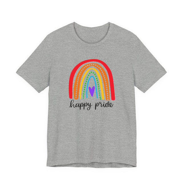 Pride Rainbow Tee — "Happy Pride" Short Sleeve Shirt