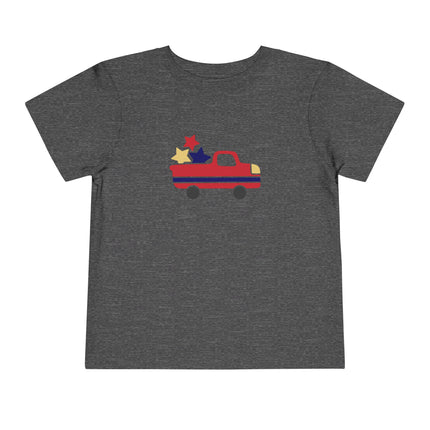 Patriotic Striped Pickup Truck Toddler Tee | Stars Graphic