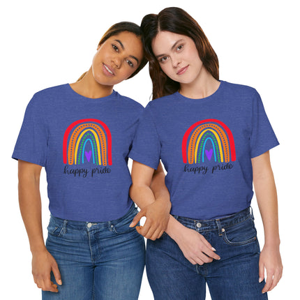Pride Rainbow Tee — "Happy Pride" Short Sleeve Shirt