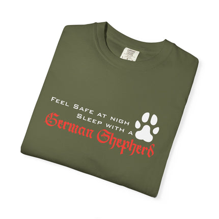 Feel Safe At Night Sleep With German Shepherd T-shirt | Paw Print Tee