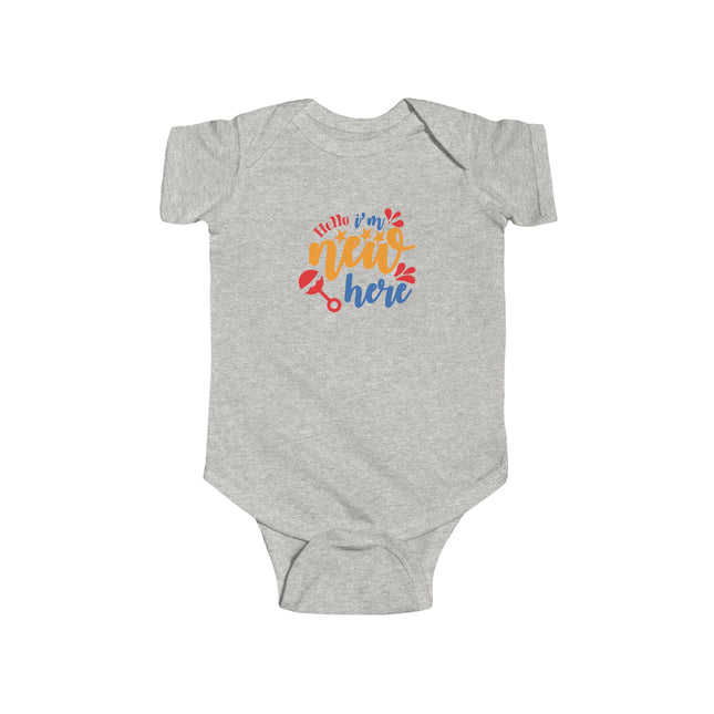 Infant Bodysuit - "Hello I'm New Here" Colorful Newborn Announcement Onesie