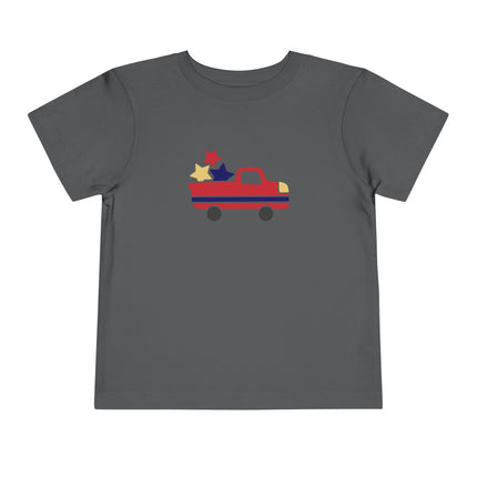 Patriotic Striped Pickup Truck Toddler Tee | Stars Graphic