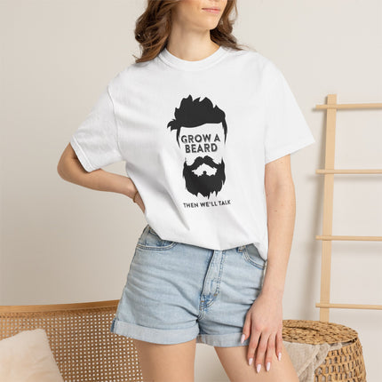 Grow a Beard graphic T-shirt | Beard Silhouette, Funny Text
