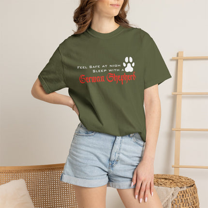 Feel Safe At Night Sleep With German Shepherd T-shirt | Paw Print Tee