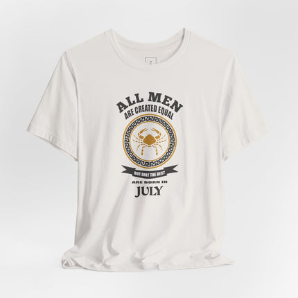 All Men Are Created Equal July Birthday Tee | Zodiac Cancer Emblem