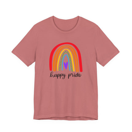 Pride Rainbow Tee — "Happy Pride" Short Sleeve Shirt