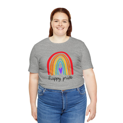 Pride Rainbow Tee — "Happy Pride" Short Sleeve Shirt