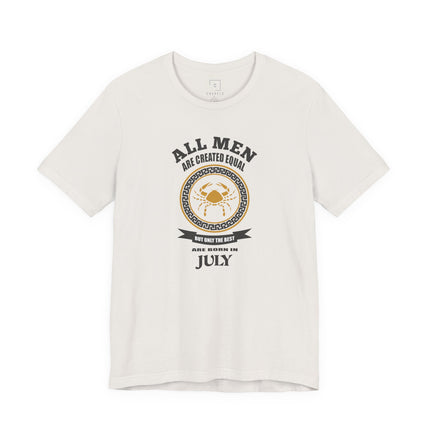 All Men Are Created Equal July Birthday Tee | Zodiac Cancer Emblem