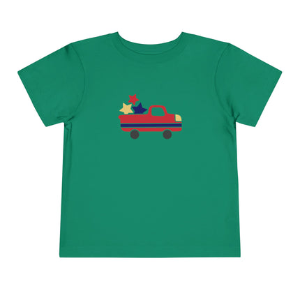 Patriotic Striped Pickup Truck Toddler Tee | Stars Graphic