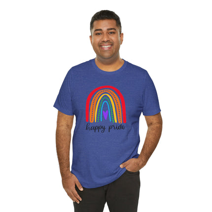 Pride Rainbow Tee — "Happy Pride" Short Sleeve Shirt