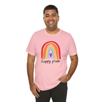 Pride Rainbow Tee — "Happy Pride" Short Sleeve Shirt