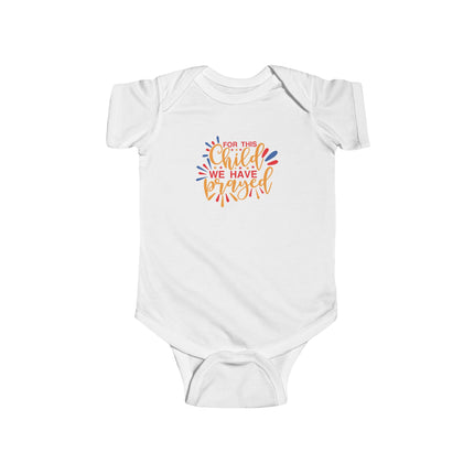 Infant Bodysuit – "On This Child We Have Blessed" Colorful Religious Baby Onesie