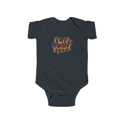 Infant Bodysuit – "On This Child We Have Blessed" Colorful Religious Baby Onesie