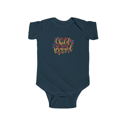 Infant Bodysuit – "On This Child We Have Blessed" Colorful Religious Baby Onesie