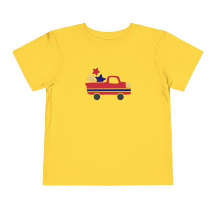 Patriotic Striped Pickup Truck Toddler Tee | Stars Graphic