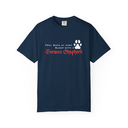 Feel Safe At Night Sleep With German Shepherd T-shirt | Paw Print Tee