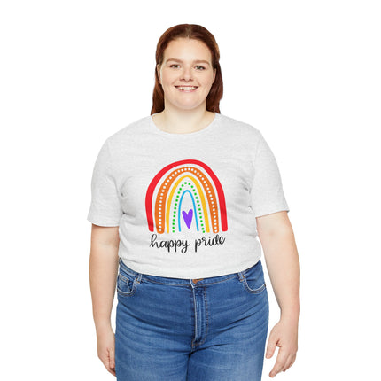 Pride Rainbow Tee — "Happy Pride" Short Sleeve Shirt