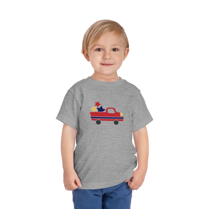 Patriotic Striped Pickup Truck Toddler Tee | Stars Graphic