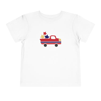Patriotic Striped Pickup Truck Toddler Tee | Stars Graphic
