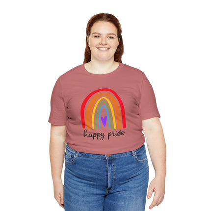 Pride Rainbow Tee — "Happy Pride" Short Sleeve Shirt