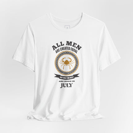 All Men Are Created Equal July Birthday Tee | Zodiac Cancer Emblem