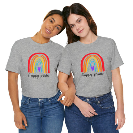Pride Rainbow Tee — "Happy Pride" Short Sleeve Shirt