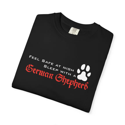 Feel Safe At Night Sleep With German Shepherd T-shirt | Paw Print Tee
