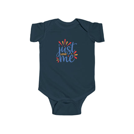 Infant Bodysuit – "Just Love Me" Colorful Baby Onesie