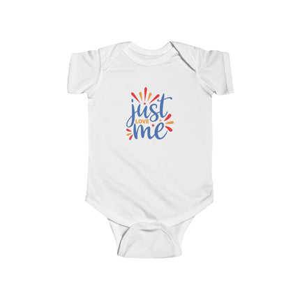 Infant Bodysuit – "Just Love Me" Colorful Baby Onesie