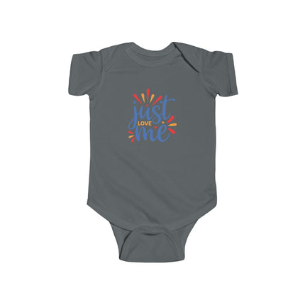 Infant Bodysuit – "Just Love Me" Colorful Baby Onesie