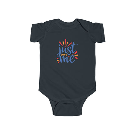 Infant Bodysuit – "Just Love Me" Colorful Baby Onesie