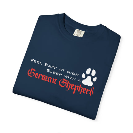 Feel Safe At Night Sleep With German Shepherd T-shirt | Paw Print Tee