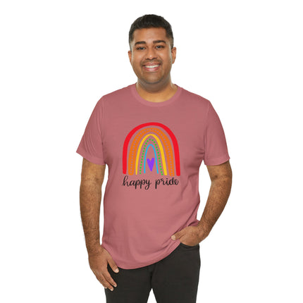 Pride Rainbow Tee — "Happy Pride" Short Sleeve Shirt