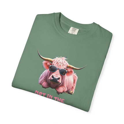 Pink Cow Illustration Not In The Mood For Love T-Shirt | Cute Cool Cow Tee