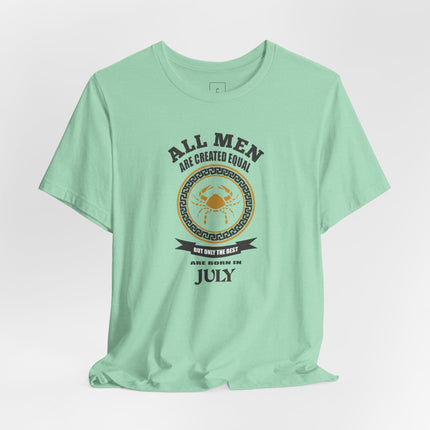 All Men Are Created Equal July Birthday Tee | Zodiac Cancer Emblem