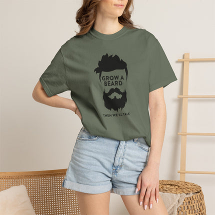 Grow a Beard graphic T-shirt | Beard Silhouette, Funny Text