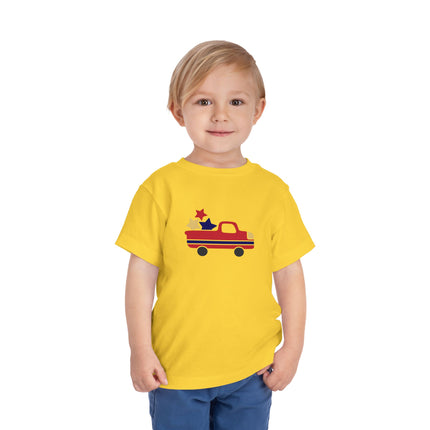 Patriotic Striped Pickup Truck Toddler Tee | Stars Graphic