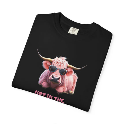Pink Cow Illustration Not In The Mood For Love T-Shirt | Cute Cool Cow Tee