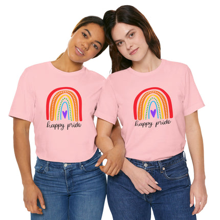 Pride Rainbow Tee — "Happy Pride" Short Sleeve Shirt