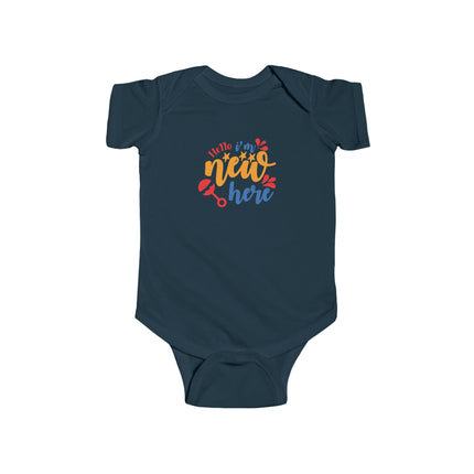 Infant Bodysuit - "Hello I'm New Here" Colorful Newborn Announcement Onesie