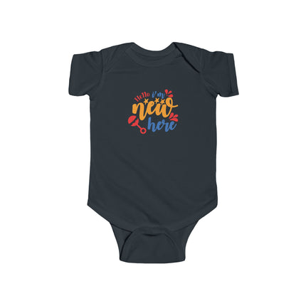 Infant Bodysuit - "Hello I'm New Here" Colorful Newborn Announcement Onesie