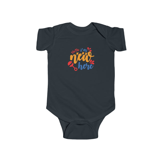 Infant Bodysuit - "Hello I'm New Here" Colorful Newborn Announcement Onesie