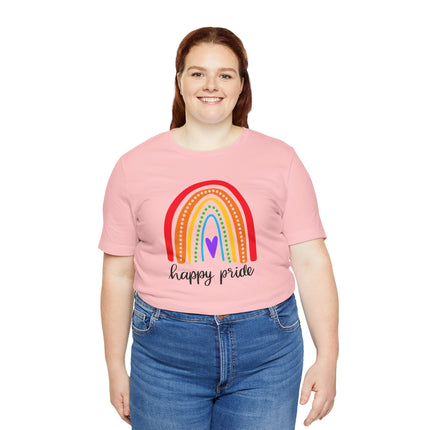 Pride Rainbow Tee — "Happy Pride" Short Sleeve Shirt