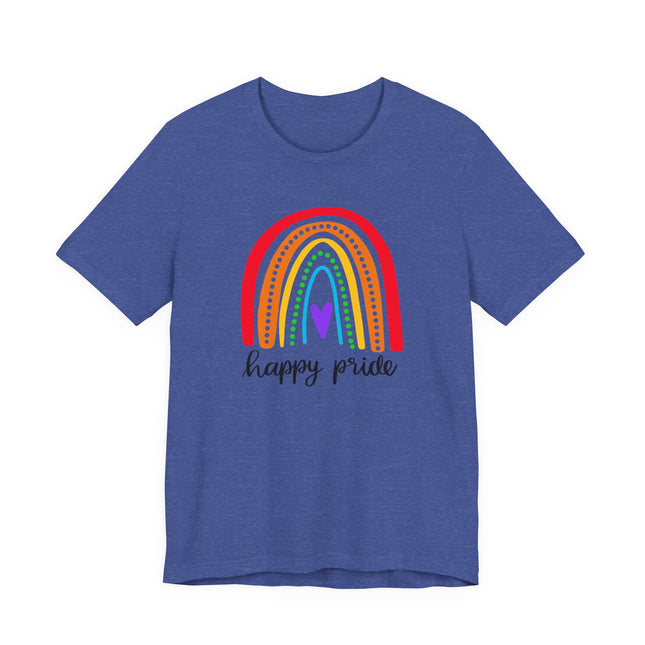 Pride Rainbow Tee — "Happy Pride" Short Sleeve Shirt